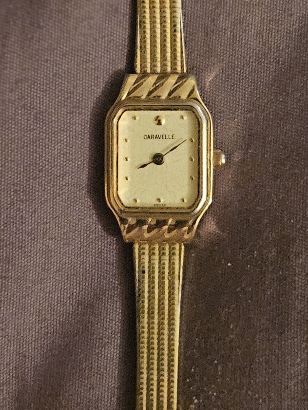 Caravelle Women's Gold Tone Rectangular Bracelet Watch